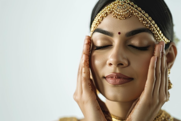 Free photo indian model skincare and makeup close up portrait
