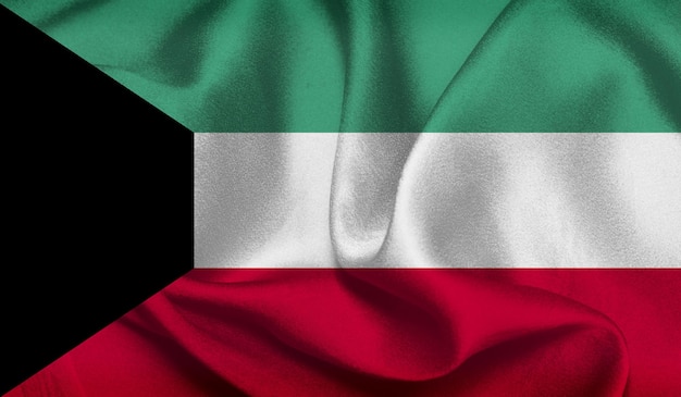 Бесплатное фото Флаг Кувейта с текстурой ткани