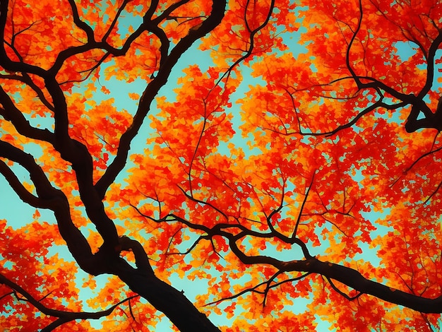 Free photo leafy tree branch in vibrant autumn colors generated by ai