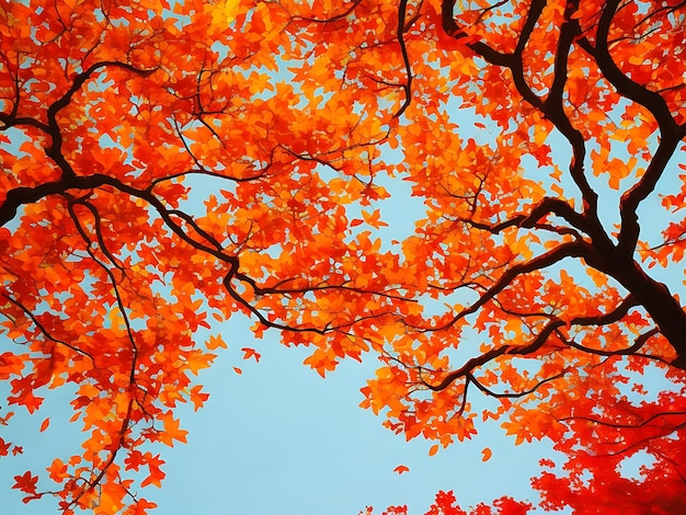 Free photo leafy tree branch in vibrant autumn colors generated by ai