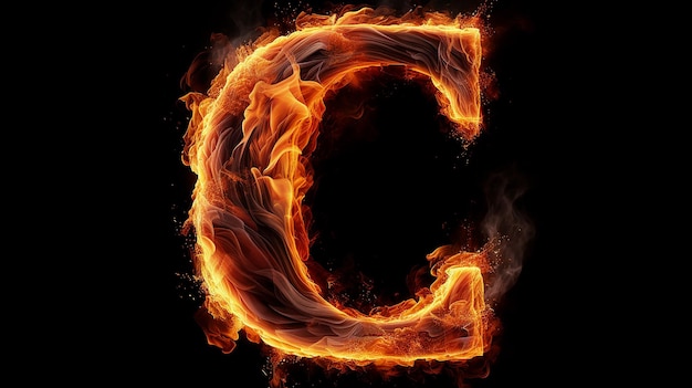 бесплатное фото буквы C с огнем