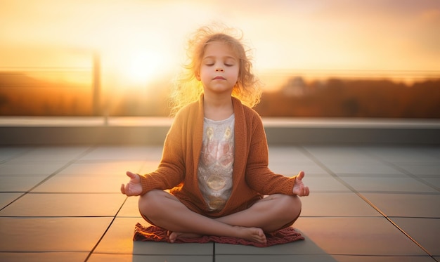 Фото free photo little girl doing yoga