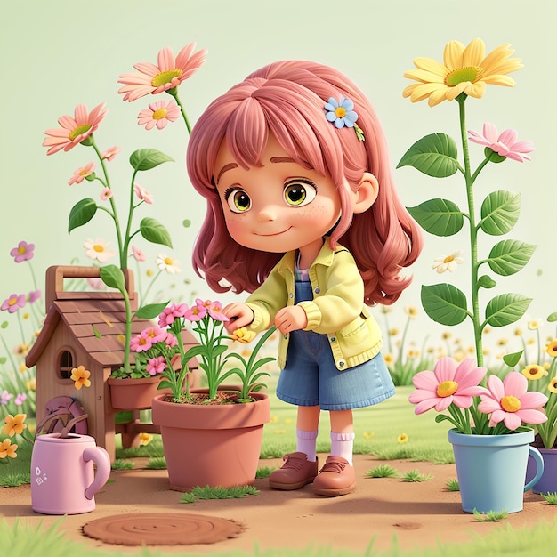 Free photo Little girl is gardening