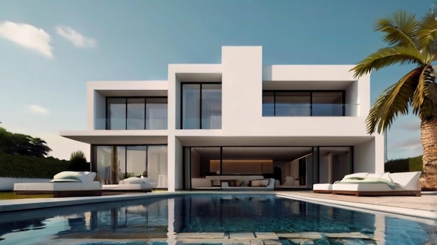 Free photo of luxury house design with white background