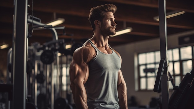 Free photo man workingout in the local gym