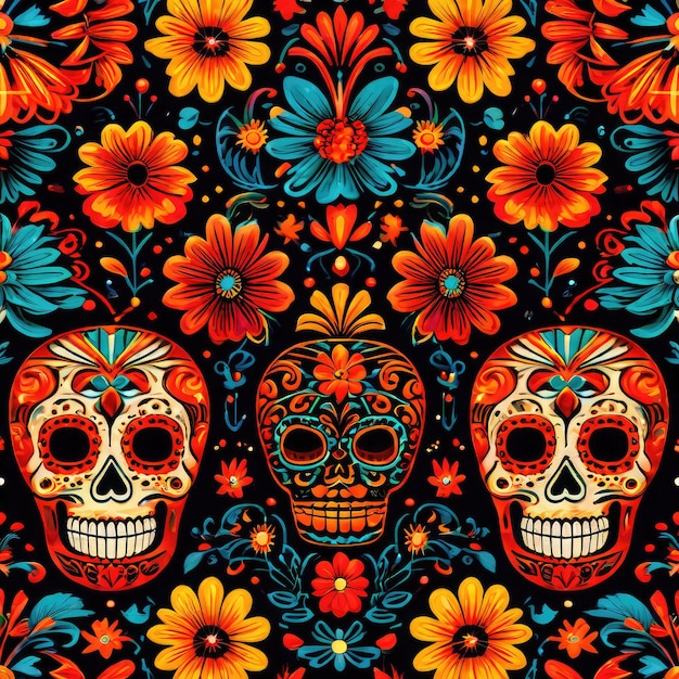 Free photo mexican decorations dia de muertos pattern