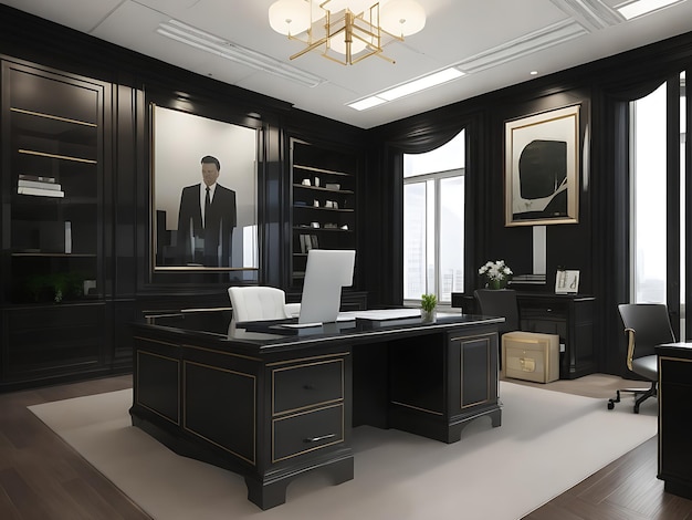 Free photo modern interior design of an office Luxury working room in executive office