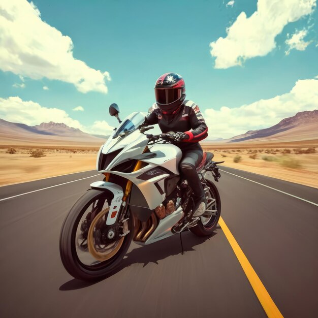 Photo free photo motorcycle on the road with motion blur background