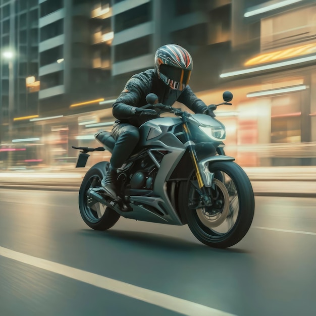 Photo free photo motorcycle on the road with motion blur background