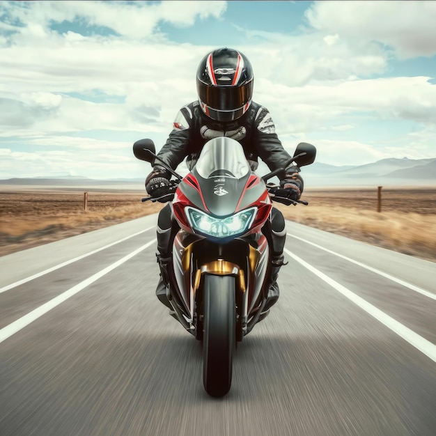 Photo free photo motorcycle on the road with motion blur background