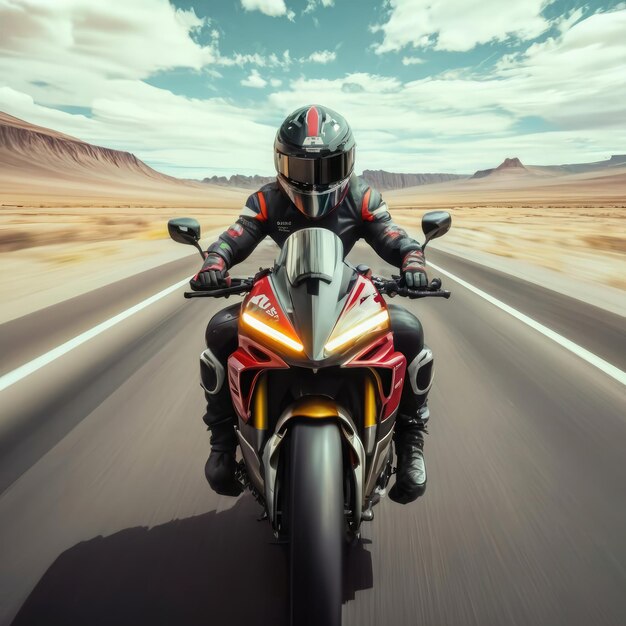 Photo free photo motorcycle on the road with motion blur background