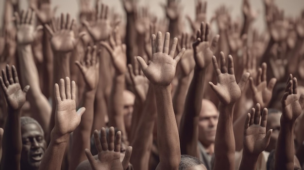 free photo of multiple rising hands for justice