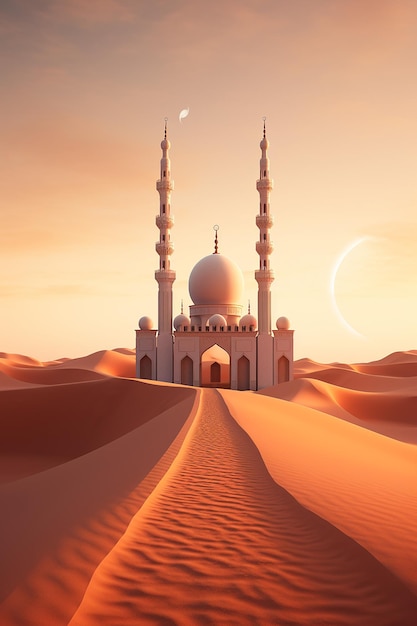 Free photo muslim mosque in desert