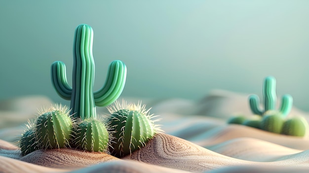 Photo free photo nice cacti plant with desert landscape style