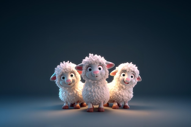Фото Бесплатная фотография ид аль-адха милая овца мультфильм 3d рендеринг иллюстрация фон