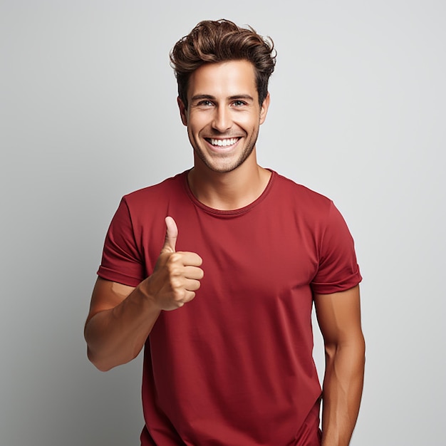 Photo free photo of polo shirt smiling delivery man holding parcel box on hand white background