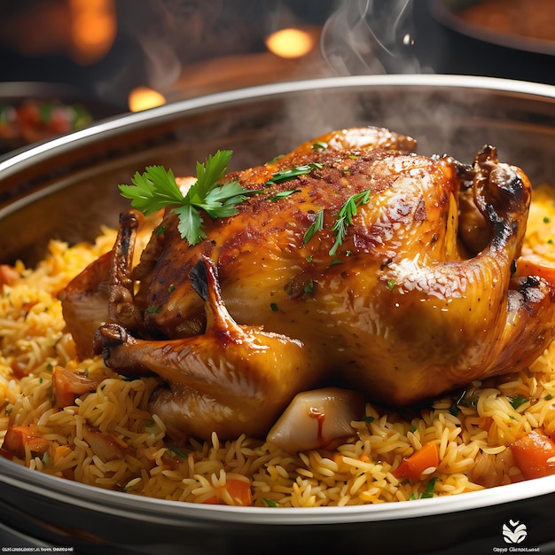 Photo free photo pot chicken biriyani with hot and smoke