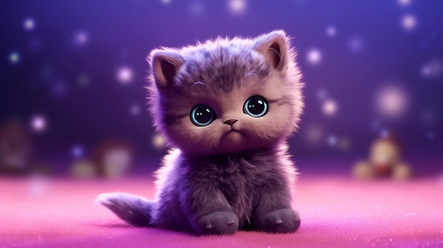 A free photo of purple 3d cat