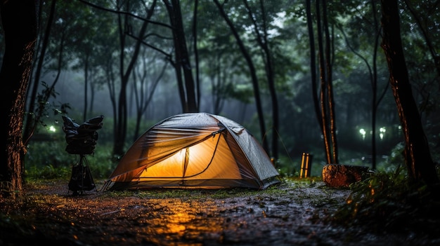 Free Photo of A rain on the tent in the forest tropic