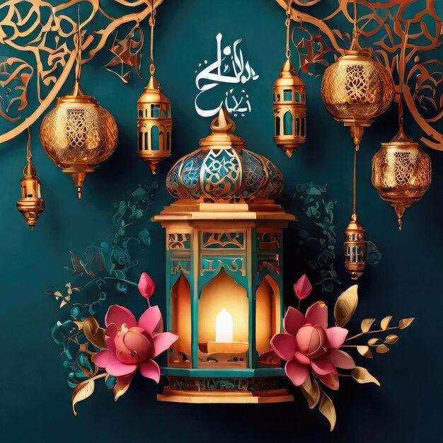 Photo free photo ramadan kareem design with decorative lantern and islamic