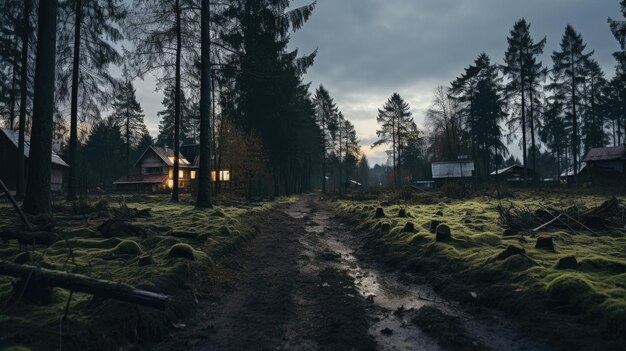 Free photo of real Village Forest at Night with Forest in the Moonlight