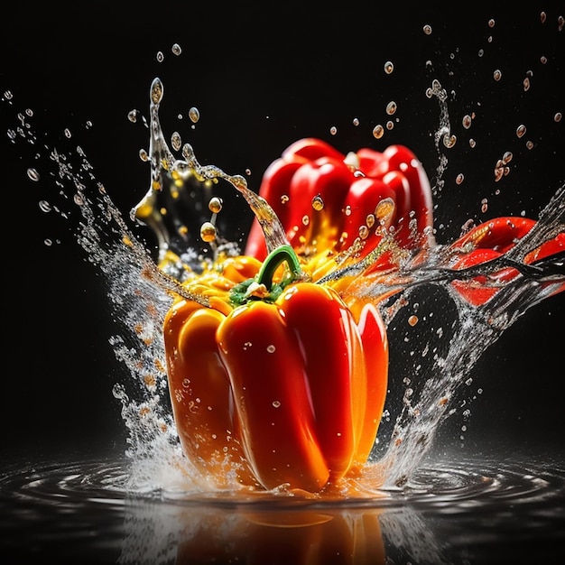 Photo free photo realistic photography capsicum drops water motion