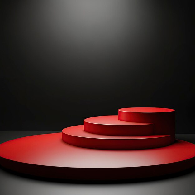 Free photo red light round podium and black background Best for mockup New