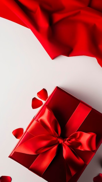 Free photo red present with a bow wallpaper generat ai