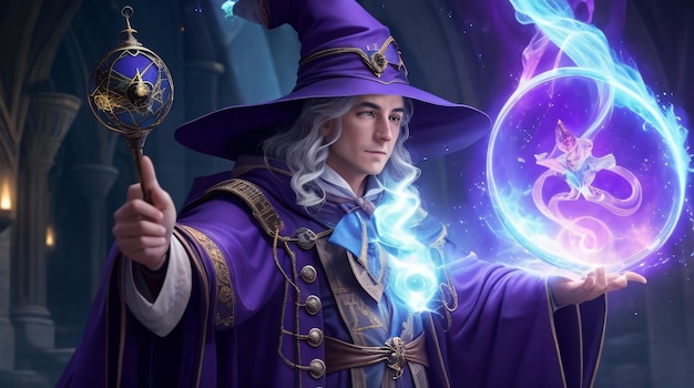 Photo free photo rendering of wizard controlling magic