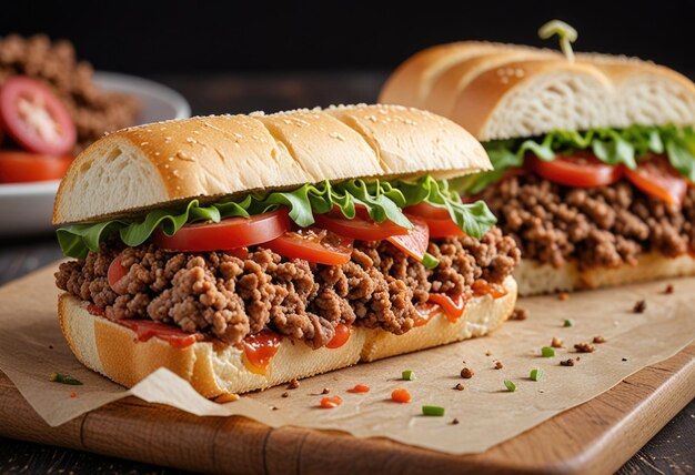 A free photo of a sandwich with ground meat might depict