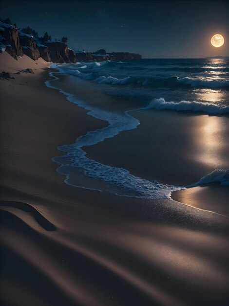 Free Photo Sea sand In the night light