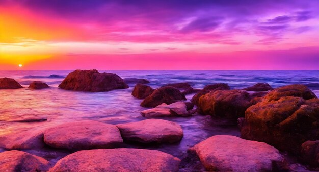 Free photo of sea sunset or ocean sunrise Scenery background or island backdrop Generative Ai