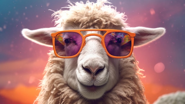 a free photo of sheep with sunglasses