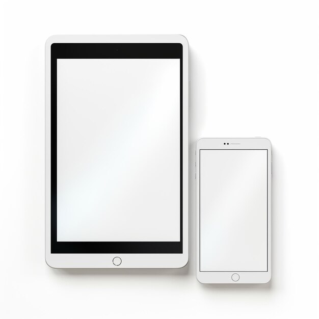 Free photo simple white tablet and smartphone