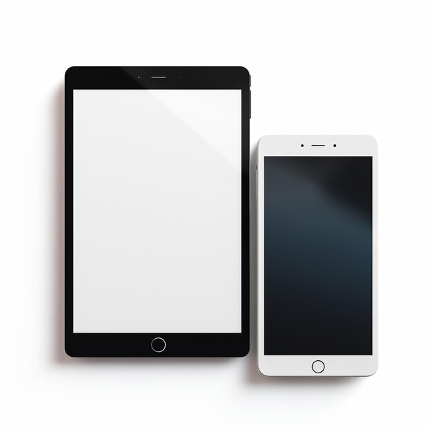 Photo free photo simple white tablet and smartphone