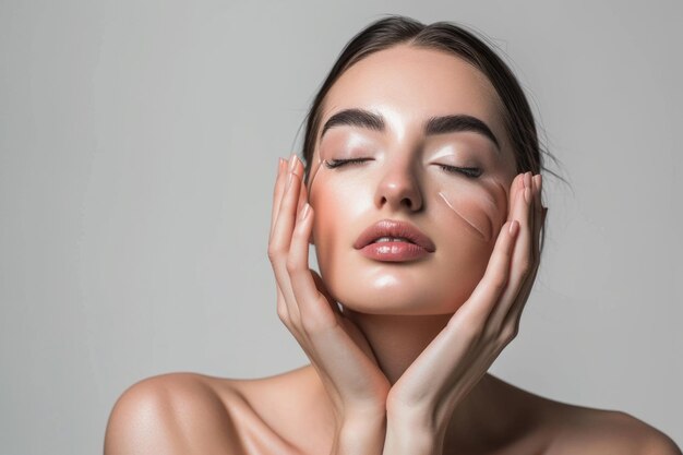  Premium Photo | Free photo skincare and makeup close up portrait with ...