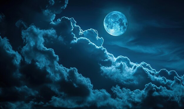 Free Photo sky at evening full of clouds and moon