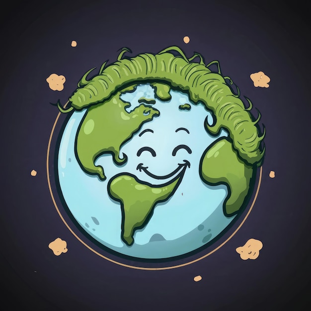 free photo smiling earth planet with green hair