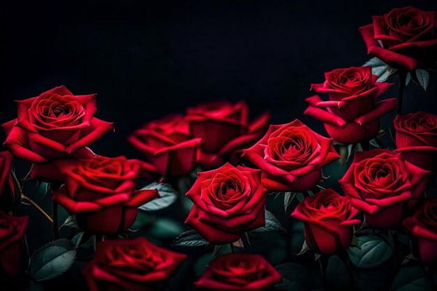 Photo free photo spectral light illuminates transparent red colored red roses abstract flower art generati