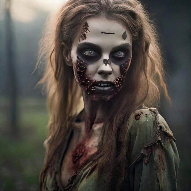 Foto foto gratuita zombie femminile inquietante all'aperto