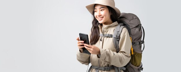 Free photo stylish young asian woman tourist travel