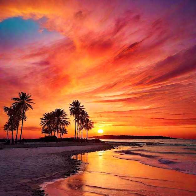 Free photo sunset colors AI_Generated
