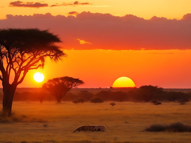 Free photo sunset in the savannah