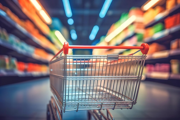 Free photo of Supermarket Aisle Grocery Cart