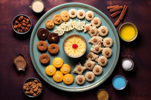 Photo free photo tasty indian dessert on plate flat lay