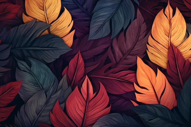 Free photo texture background with different exotic leaves