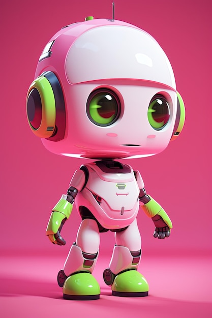 Free photo of Tiny small pink childish robot