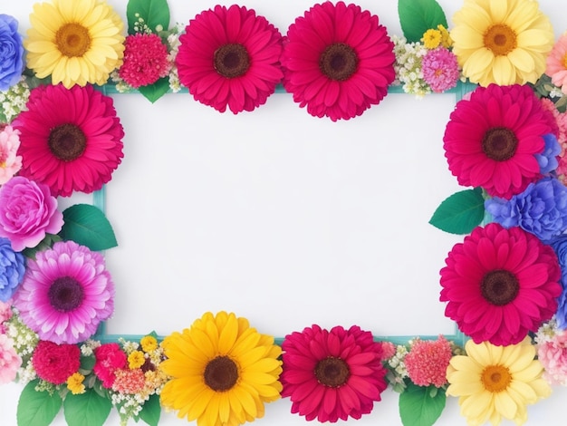 Free photo top view of colorful flower frame