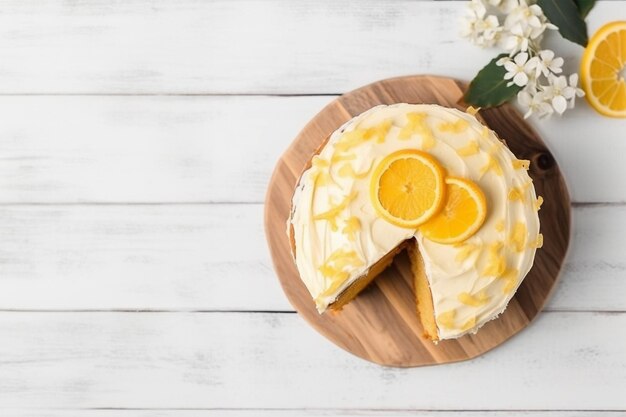 Foto foto gratuita vista dall'alto della torta di limoni