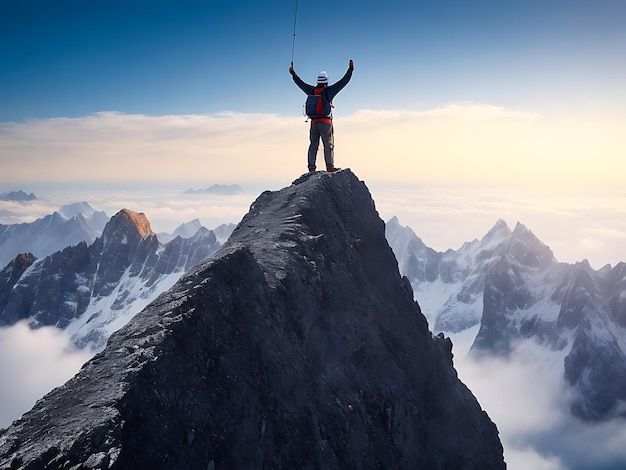 Free photo traveler men hiking on mountains while having holiday tour ai generated